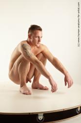 Nude Man White Standing poses - ALL Slim Short Brown Standing poses - knee-bend Realistic